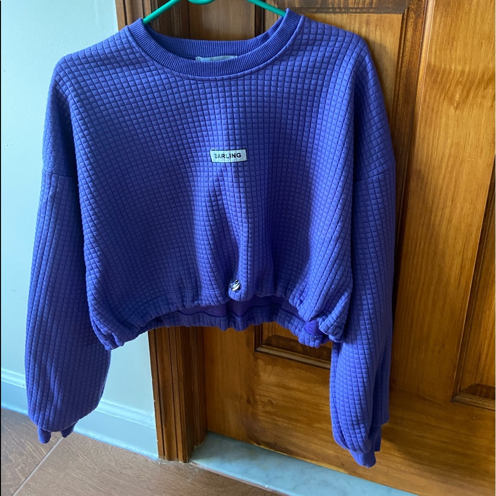 Crop waffle pattern top(part of a set)